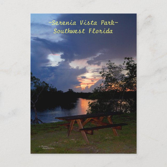 Bench canal sunset Florida Postcard Vykort (Framsida)