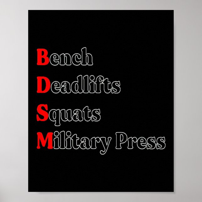 Bench Deadlift Squat Military Press Bodybuilding G Poster (Framsidan)