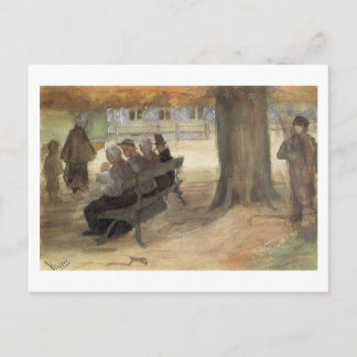 Bench, fyra personer och Baby, Van Gogh Fine Art Vykort