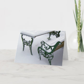 Bench i snö helgkort