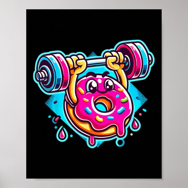 Bench Press Donut Weightlift Bodybuilding Fitne Poster (Framsidan)