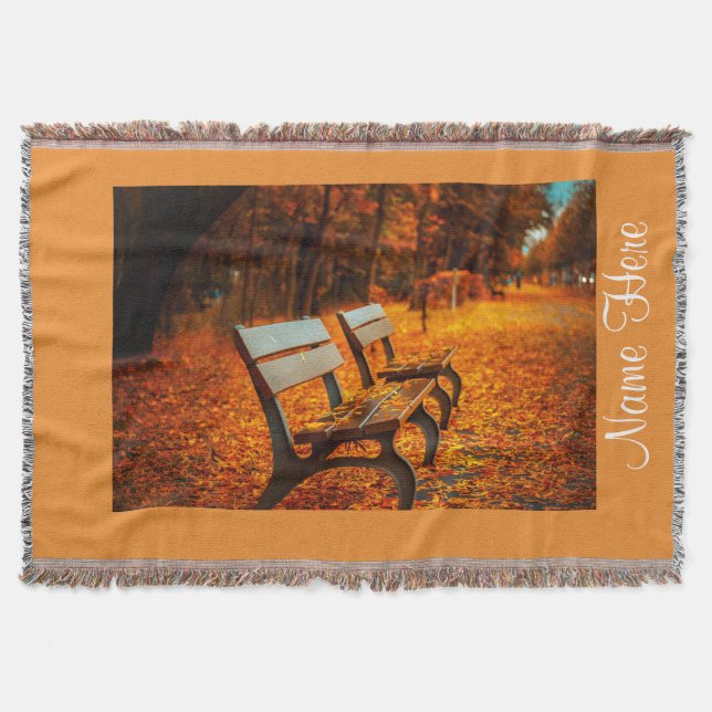 Bench Throw Blanket för hösten Fall fredlig park Filt (Framsidan)