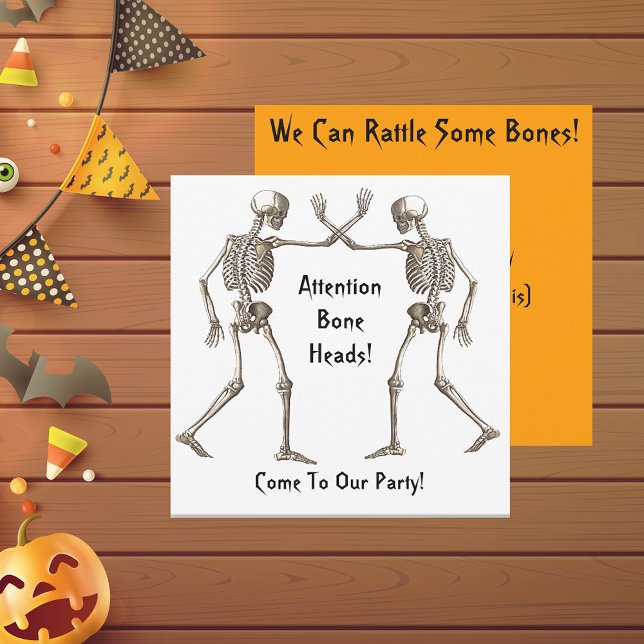 Benchefer Skeleton Halloween-inbjudan Inbjudningar (Bone Heads Skeleton Halloween Invitation)