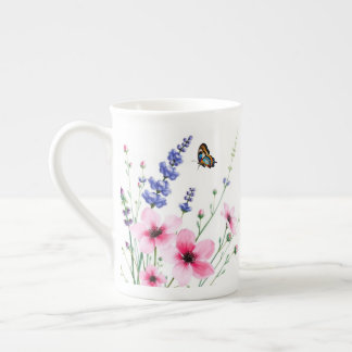 BenChina - Mugg - Blommor Fält, fjärilar Benporslin Mugg