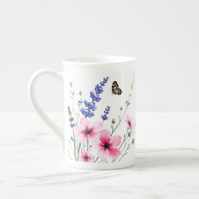 BenChina - Mugg - Blommor Fält, fjärilar Benporslin Mugg (Vänster)
