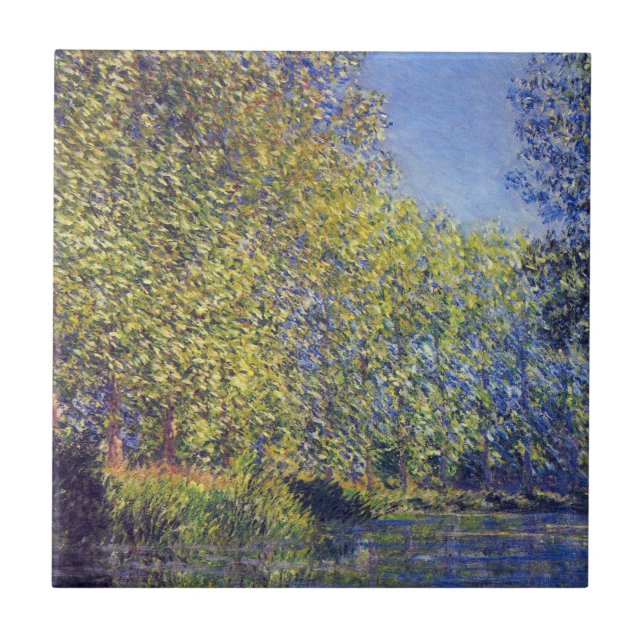 Bend in Epte River nära Giverny av Claude Monet Kakelplatta (Framsidan)