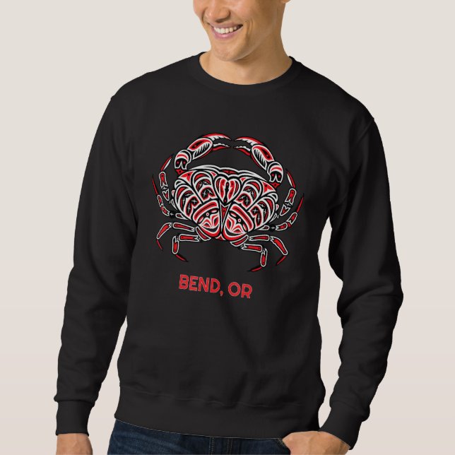 Bend Oregon Dungeness Crab Native American Lång Ärmad Tröja (Framsida)