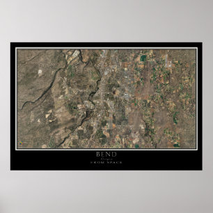 Bend Oregon från Space Satellite Karta Poster