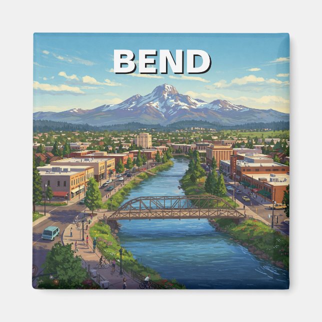Bend Oregon kusten Travel-vykort Magnet (Framsidan)