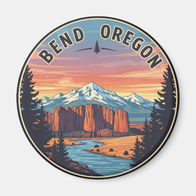 Bend Oregon kusten Travel-vykort Magnet (Framsidan)