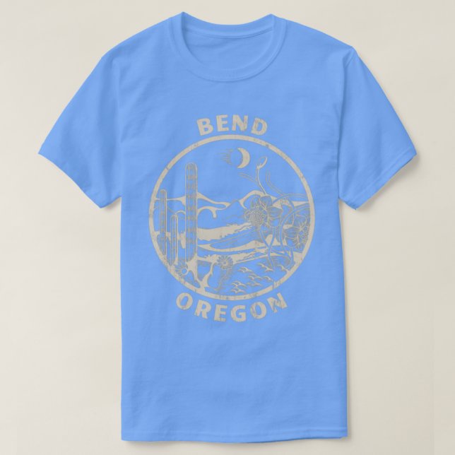 Bend Oregon Linocut Distress Desert Illustration T Shirt (Design framsida)