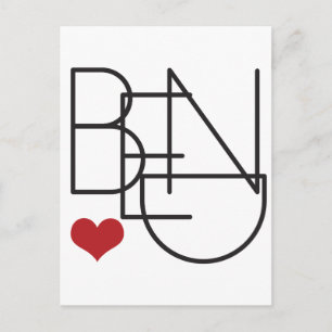 Bend Oregon Ord Heart Logotyp Vykort