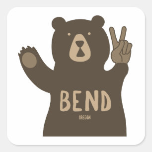 Bend Oregon Peace Bear Fyrkantigt Klistermärke