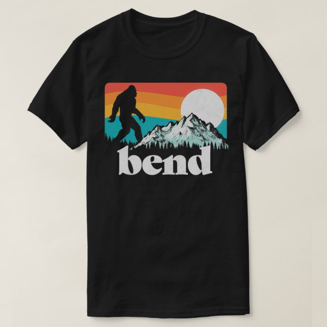 Bend Oregon Retro Bigfoot-bergen T Shirt (Design framsida)