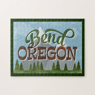 Bend Oregon Roligt Retro Snowy Mountains Pussel