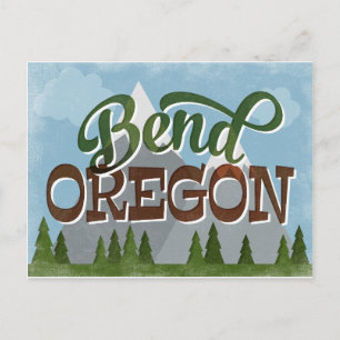 Bend Oregon Roligt Retro Snowy Mountains Vykort