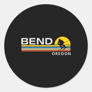 Bend Oregon Skiing Vintage Retro Souvenirs Runt Klistermärke