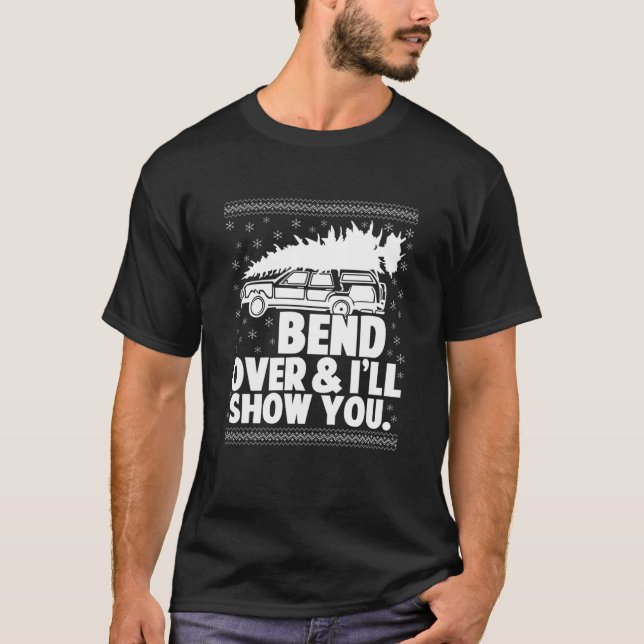 Bend Over And I'll Show You Funny Matching Couple T Shirt (Framsida)