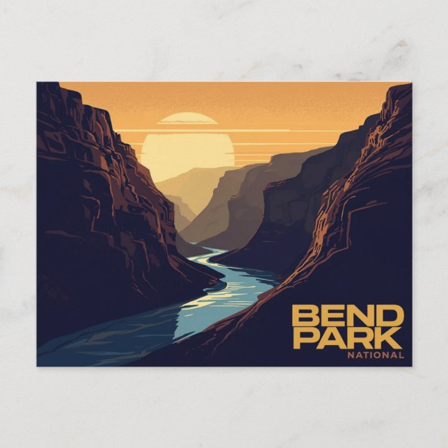 Bend Park Canyon River Vintagekonst Vykort (Framsida)