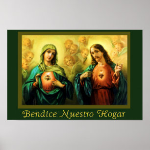 Bendicion del Hogar Jesus & Virgen Spanska Poster