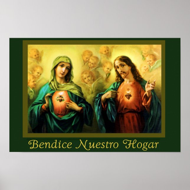 Bendicion del Hogar Jesus & Virgen Spanska Poster (Framsidan)