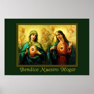 Bendicion del Hogar Jesus & Virgen Spanska Poster