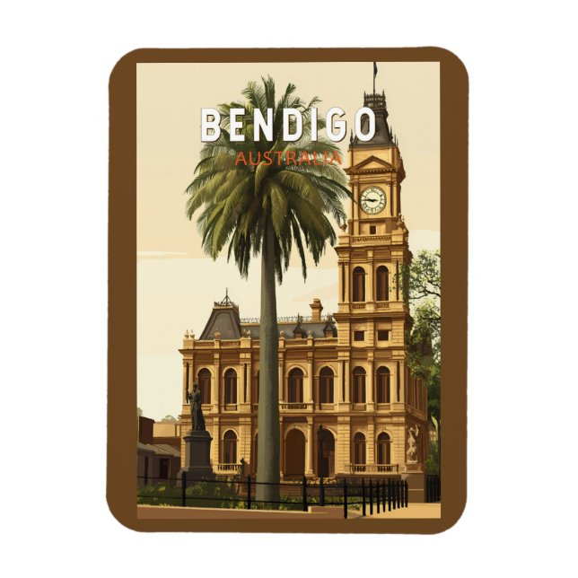 Bendigo Australia Travel Art Vintage Magnet (Vertikal)