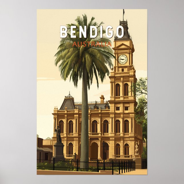 Bendigo Australia Travel Art Vintage Poster (Framsidan)