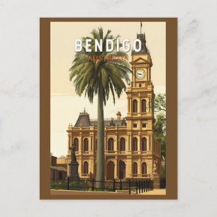 Bendigo Australia Travel Art Vintage Vykort