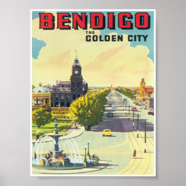 Bendigo Australia Vintage resor Poster (Framsidan)