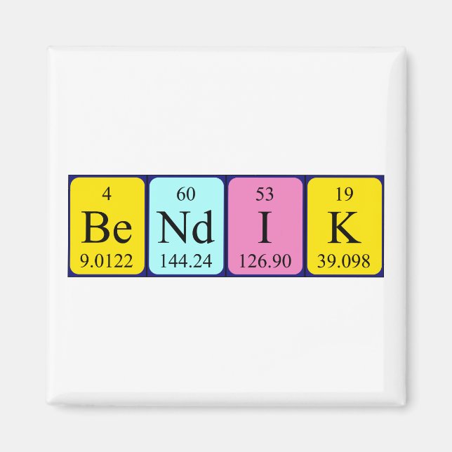 Bendik Periodisk bord namn magnet (Framsidan)