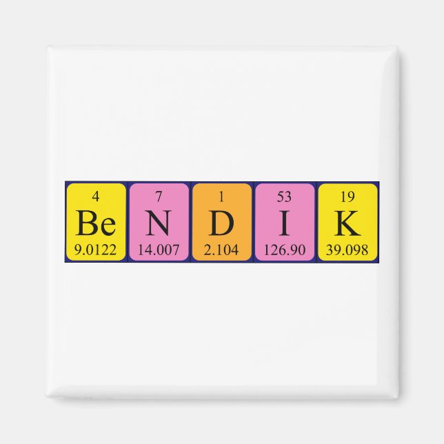Bendik Periodisk bord namn magnet (Framsidan)