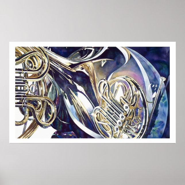 "Bending Light" Musikinstrument, vattenfärg Poster (Framsidan)