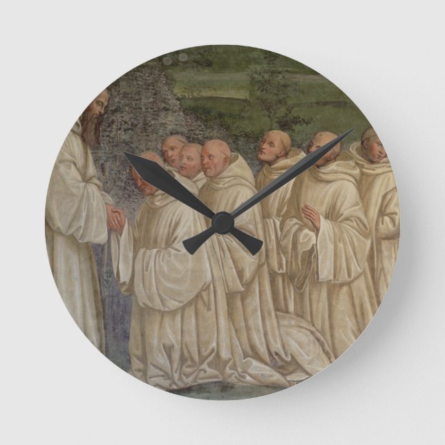 Benedictinemunkar, från livet av St. Benedict ( Rund Klocka (Framsida)