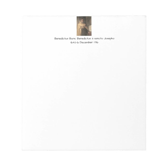 Benedictus Buns, Benedictus à sancto Josepho Anteckningsblock (Framsida)
