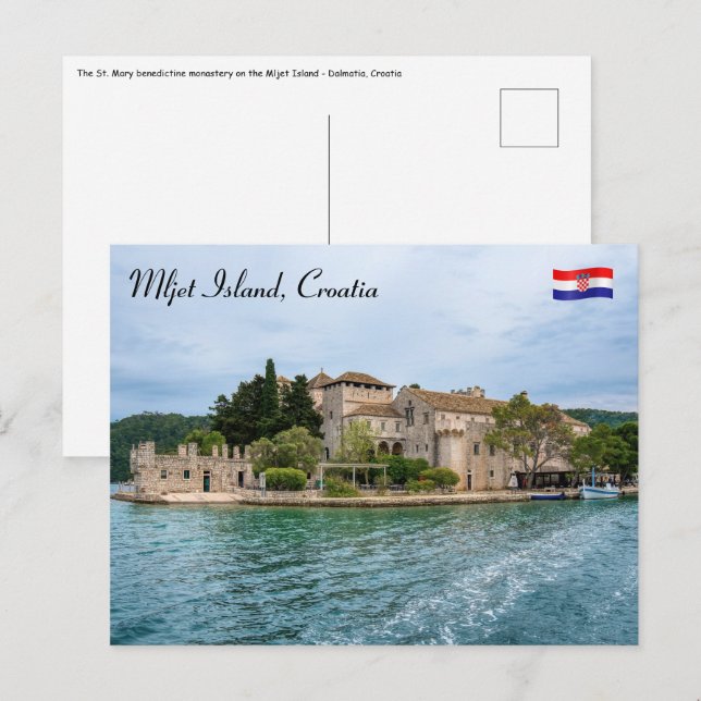 Benediktin kloster på ön Mljet - Kroatien Vykort (Fram/baksida)