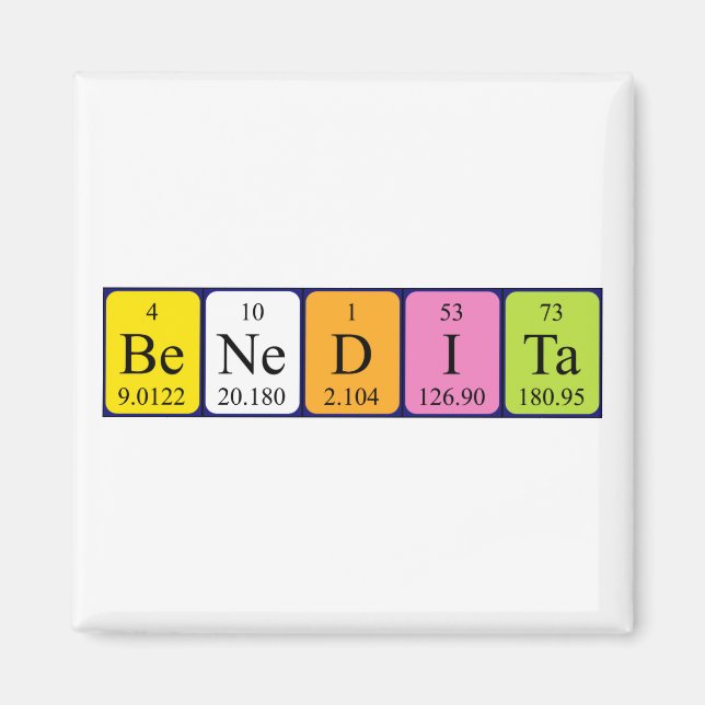 Benedita periodiskt återkommande bord namn magnet (Framsidan)