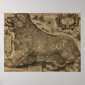 Benelux land 1611 - Leo Belgicus Poster