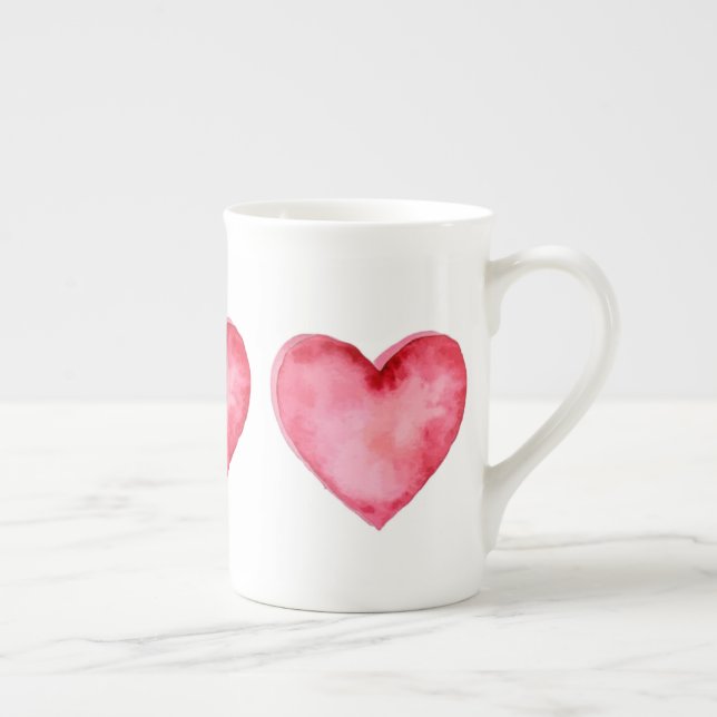Benet China Mugg - ett stort rödhjärta Benporslin Mugg (Höger)