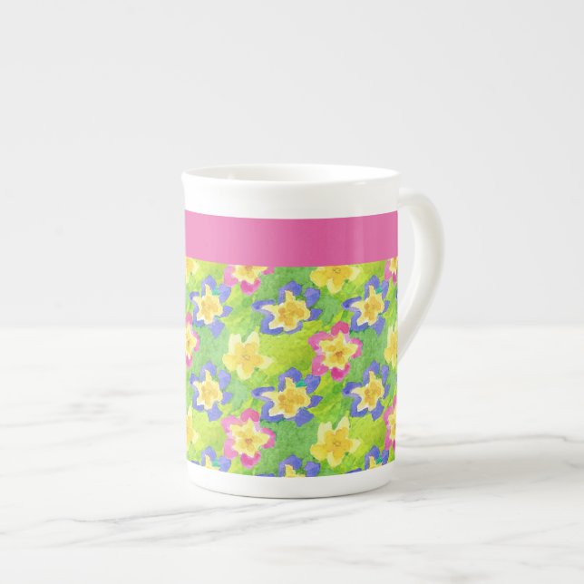 Benet China Mugg to Personalize: Primroses Gingham Benporslin Mugg (Framsida höger)