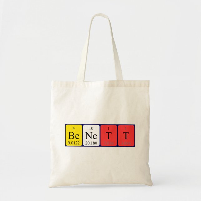 Benett periodisk bord namn tote bag tygkasse (Framsidan)