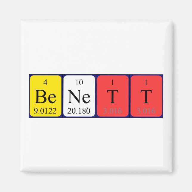 Benett periodiskt bord namn magnet (Framsidan)
