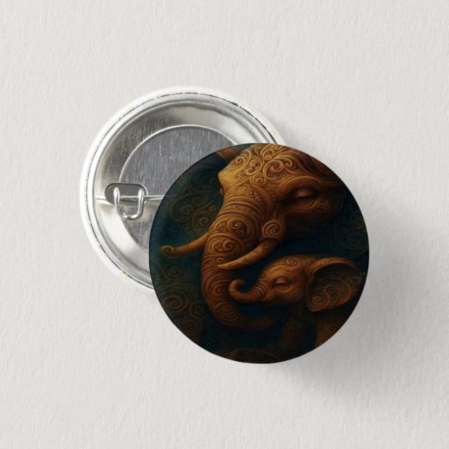 Benevolent Elephants Button Knapp (Framsida & baksida)
