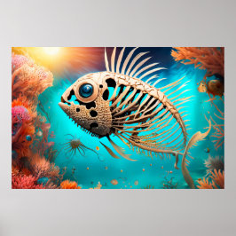 Benfisk som simmar genom korallen poster