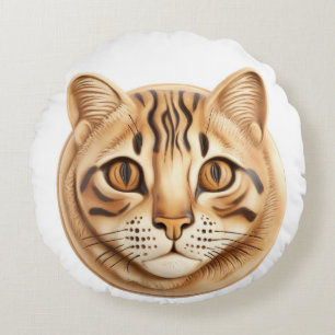 Bengal Cat 3D Inspired Rund Kudde