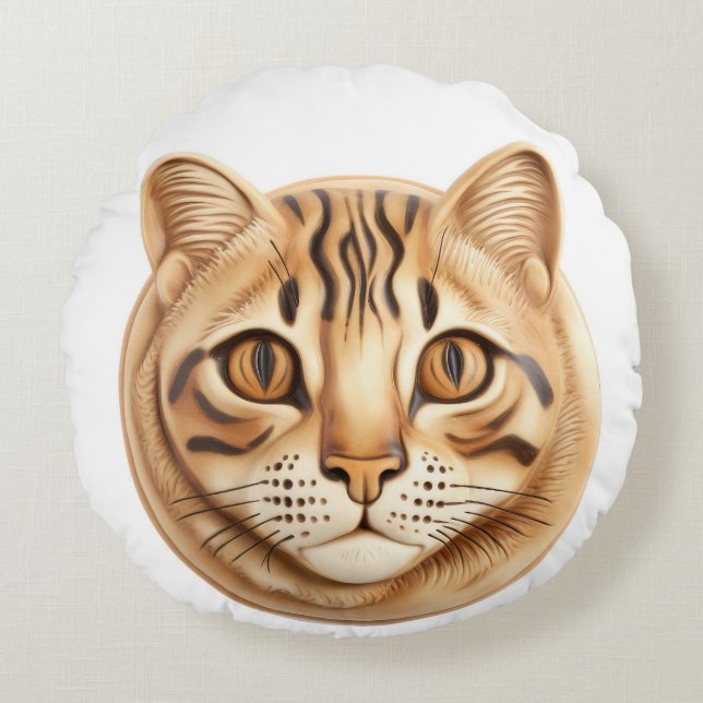 Bengal Cat 3D Inspired Rund Kudde (Framsidan)