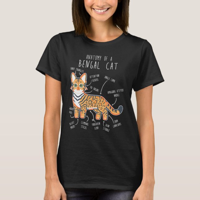 Bengal Cat Anatomy  Cute Pet Bengal Mom Cat Dad T Shirt (Framsida)