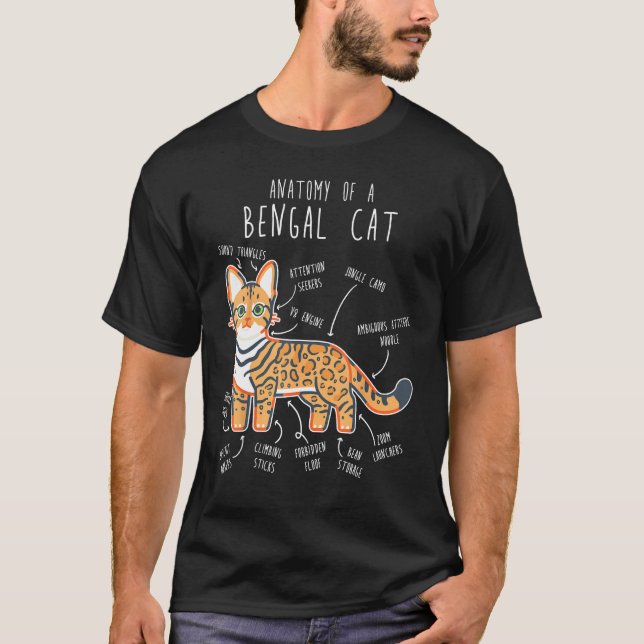Bengal Cat Anatomy  Cute Pet Bengal Mom Cat Dad T Shirt (Framsida)