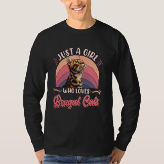 Bengal Cat BARA EN GIRL SOM KÄRLEK BENGAL CATS Vin T Shirt