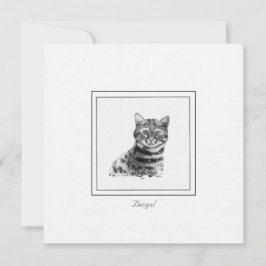Bengal Cat Black and White Teckning Anteckningskort